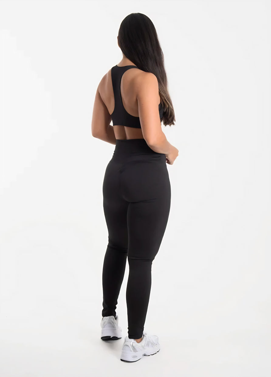 Leggings Set Black + Top Fitness Unitalla