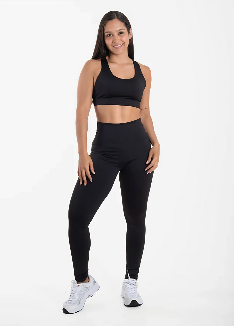 Leggings Set Black  + Top Fitness Unitalla