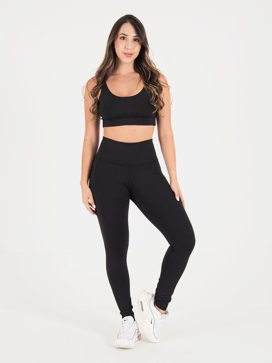 Leggings Set Black  + Top Fitness Unitalla